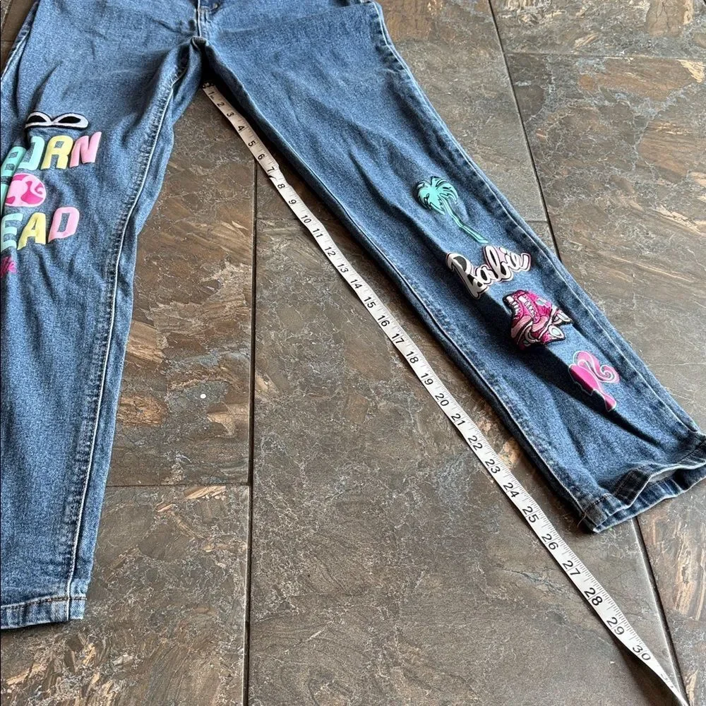 Barbie Jeans & T shirt (size sm) Screen Printed Denim Logos Girls Size 16